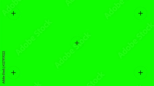 Creative vector illustration of green screen background, VFX motion tracking markers. Art design green screen backdrop template. Abstract concept video footage replacement tracking markers element
