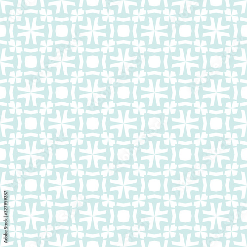 Vector seamless pattern. Subtle floral ornamental background, repeat geometric tiles. Abstract light blue and white ornament texture. Elegant design for decoration, fabric, textile, furniture, ceramic
