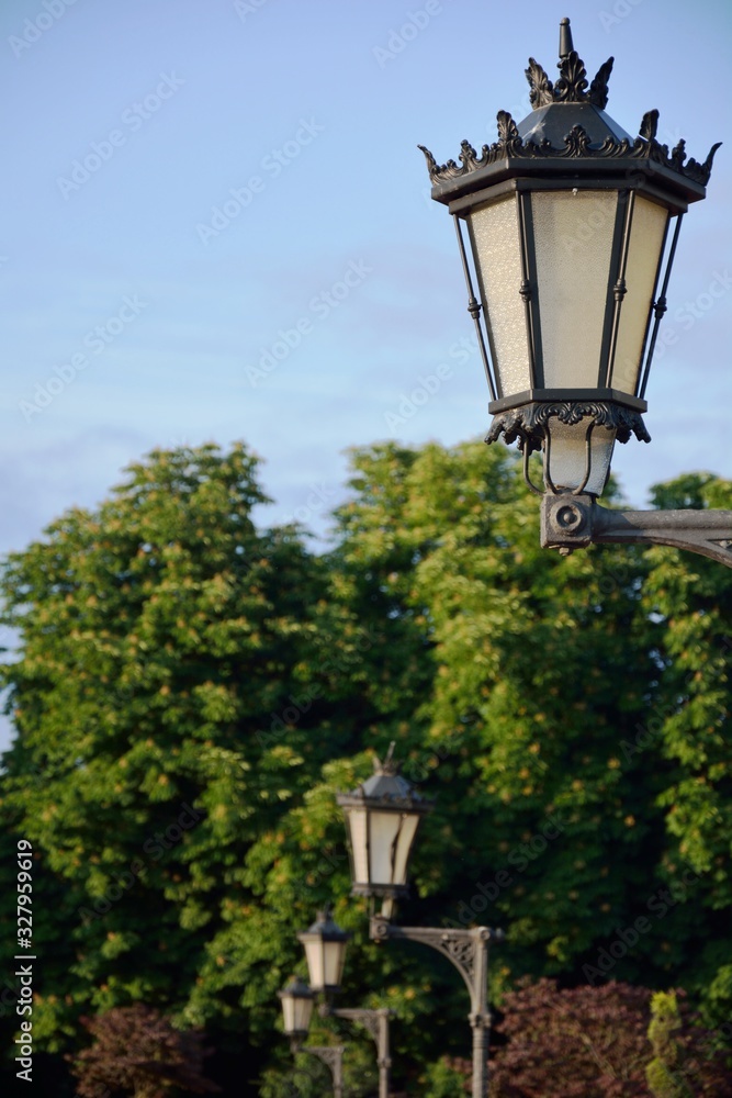 old street lamps in the park
