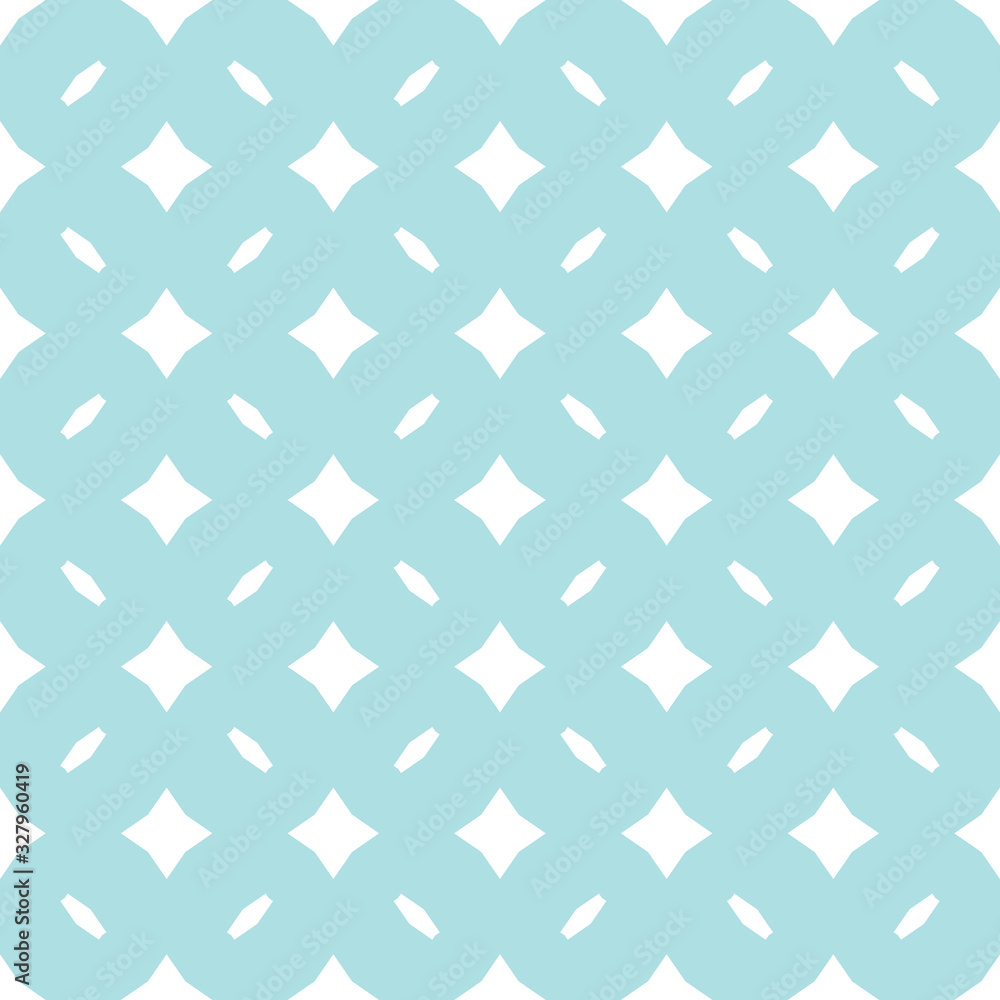 Vector abstract floral seamless pattern. Diamond grid ornament. Subtle ornamental background. White and cyan color. Simple geometric texture with small rhombuses, lines, tiles. Elegant repeat design Vector abstract floral seamless pattern. Diamond grid ornament. Subtle ornamental background. White and cyan color. Simple geometric texture with small rhombuses, lines, tiles. Elegant repeat design