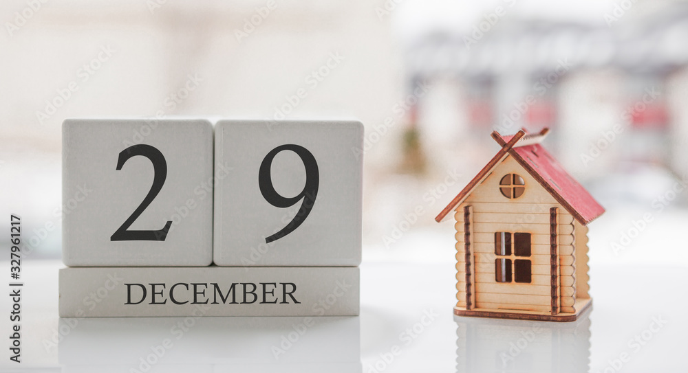 December calendar and toy home. Day 29 of month. Card message for print or remember December calendar and toy home. Day 29 of month. Card message for print or remember