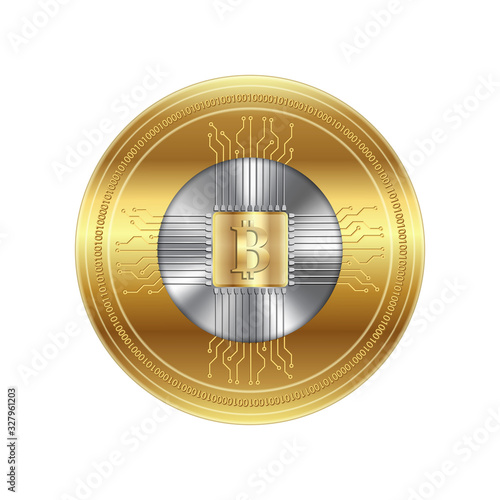 Golden crypto currency, vector