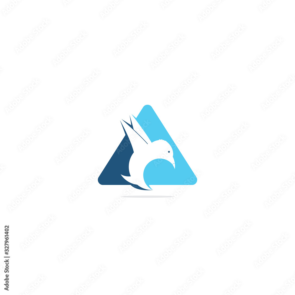 Flying bird logo in triangle shape. modern bird logo design concept .