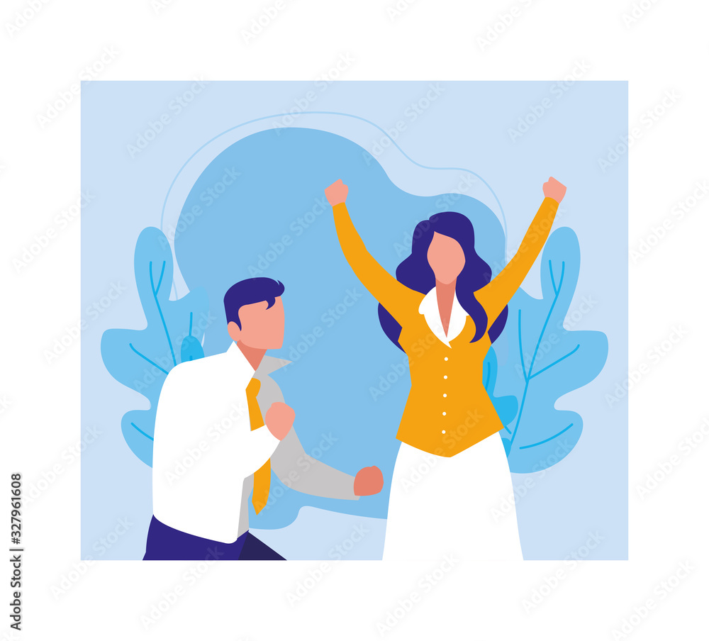 couple of people celebrating success, successful business team couple of people celebrating success, successful business team