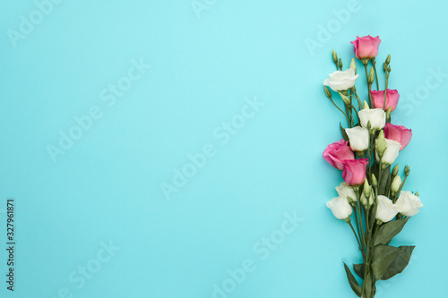 Blumen Rahmen freigestellt auf türkis Hintergrund