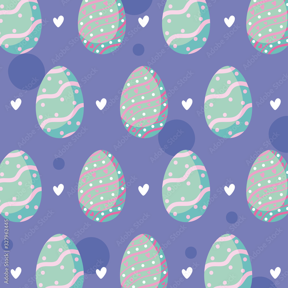 Happy easter eggs and hearts background vector design Happy easter eggs and hearts background vector design
