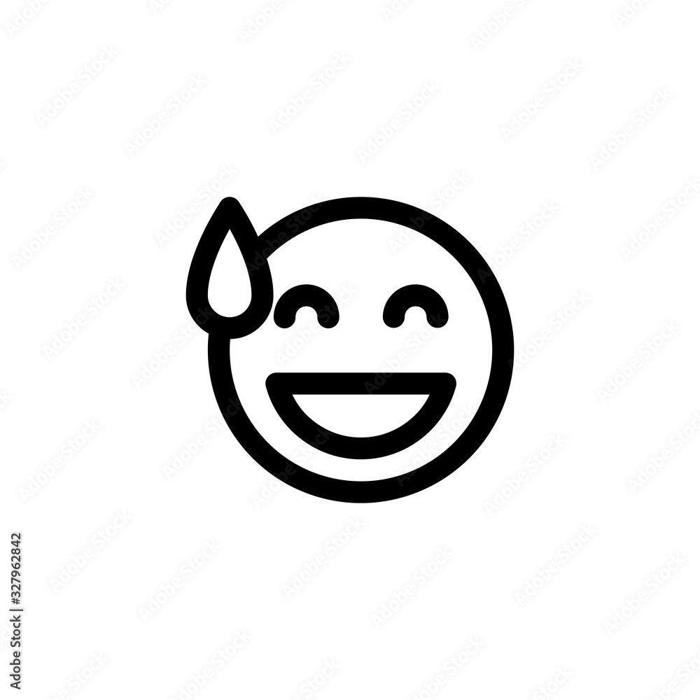 Sorry Smile with Sweat Regret Emoticon Icon Vector Illustration. Outline Style.