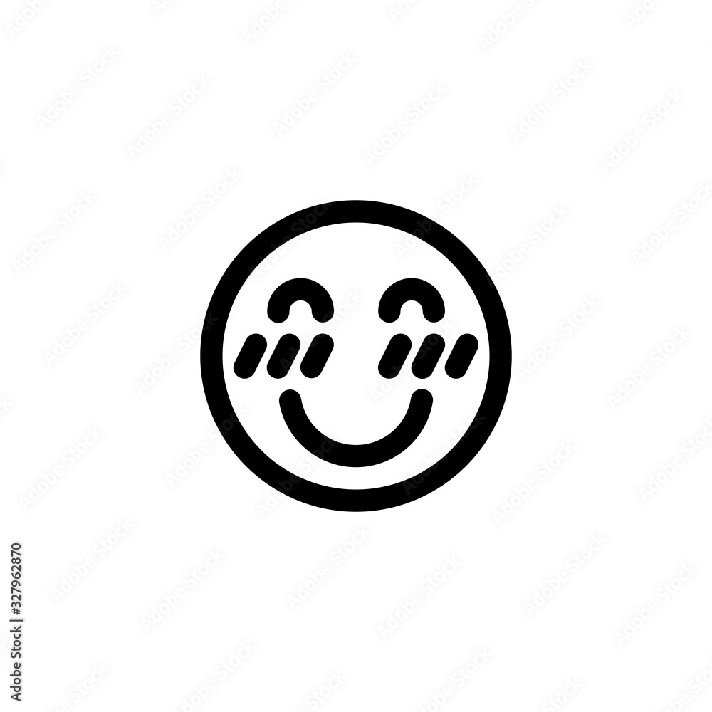 Big Smile Blushing Happy Emoticon Icon Vector Illustration. Outline Style. Big Smile Blushing Happy Emoticon Icon Vector Illustration. Outline Style.
