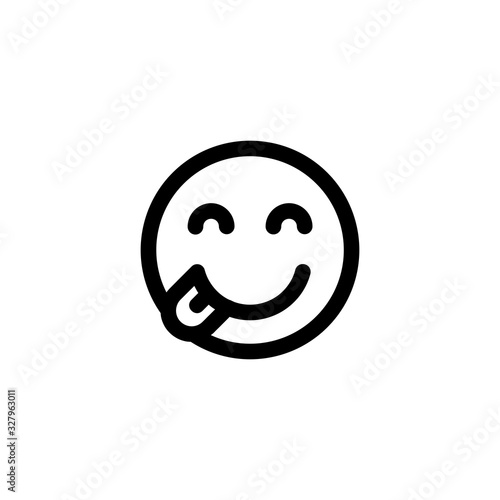 Delicious Hungry Emoticon Icon Vector Illustration. Outline Style.