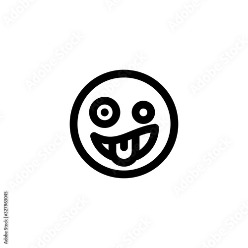Mocking Funny Humor Disgusting Emoticon Icon Vector Illustration. Outline Style.