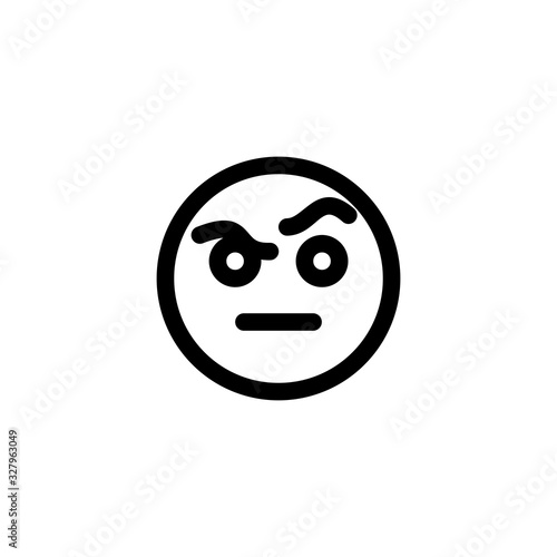 Confuse Think Emoticon Icon Vector Illustration. Outline Style.