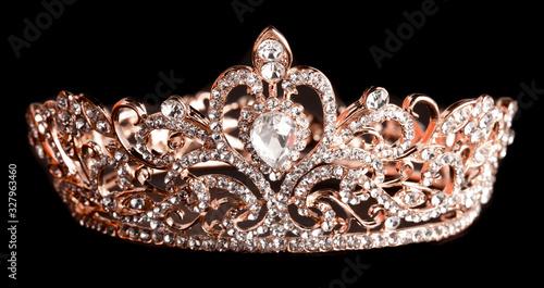 Rose Gold Crown Isolated on a Black Background