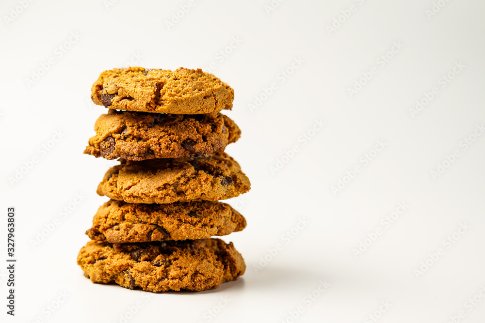 chocolate chip cookies isolated on white background