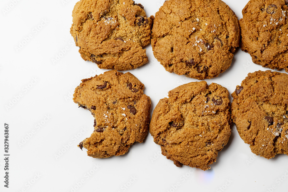 chocolate chip cookies isolated on white background chocolate chip cookies isolated on white background