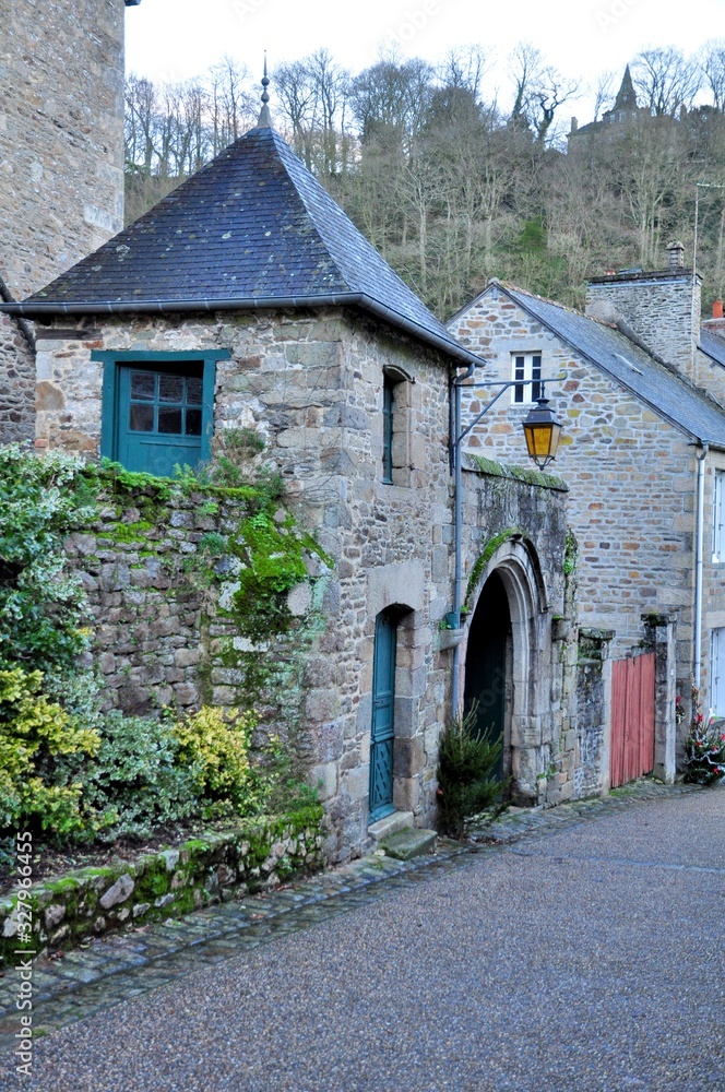 The beautiful old houses of Lehon near Dinan in Brittany. France