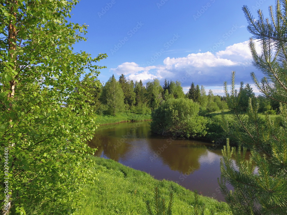 Winding forest river Letka, Komi Republic, Russia Winding forest river Letka, Komi Republic, Russia