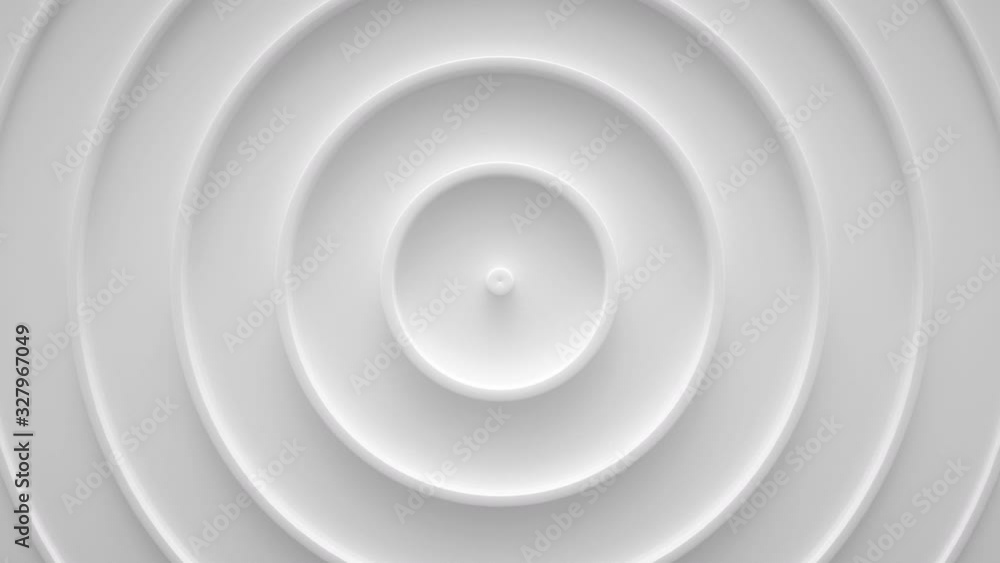 Wave from concentric circles, rings on the surface. Bright, milky radio wave abstract motion background. Seamless loop.