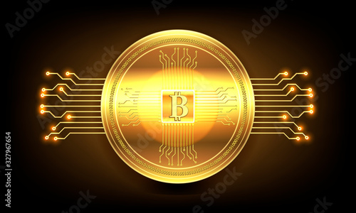 Golden crypto currency, vector