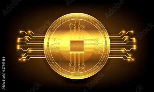 Golden crypto currency, vector