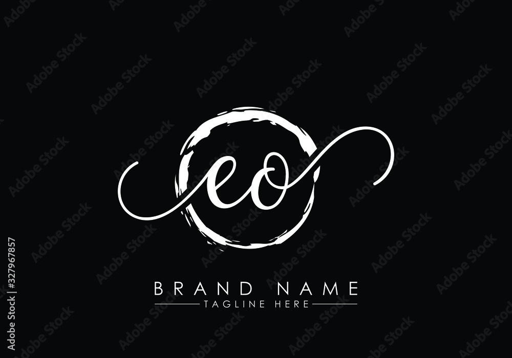 E and O Initial handwriting logo design with brush circle. handwritten logo for fashion, team, wedding, luxury logo. E and O Initial handwriting logo design with brush circle. handwritten logo for fashion, team, wedding, luxury logo.