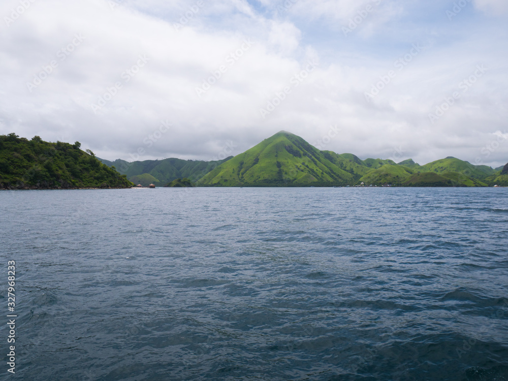 Komodo Islands off coast of Flores, view from Liveaboard boat