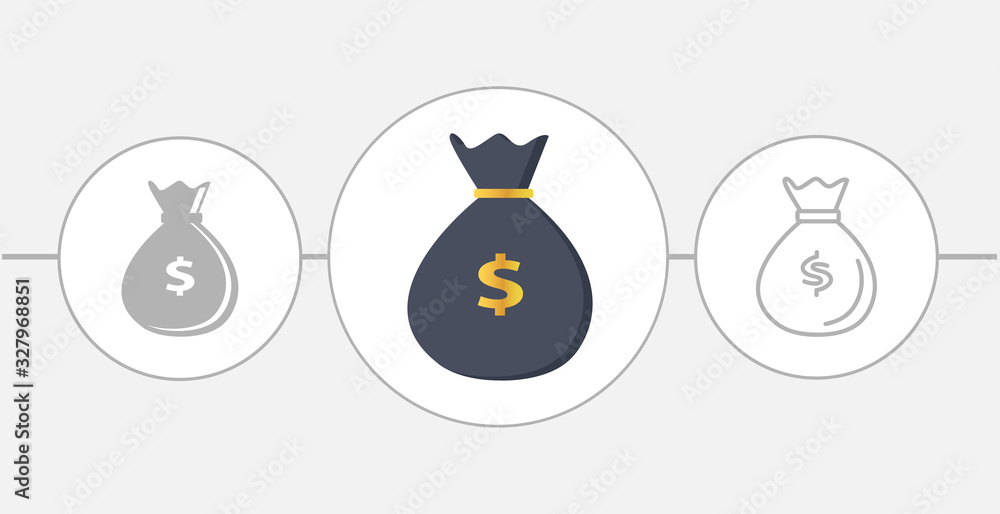 Money pouch flat icon. solid and line icon Money pouch flat icon. solid and line icon