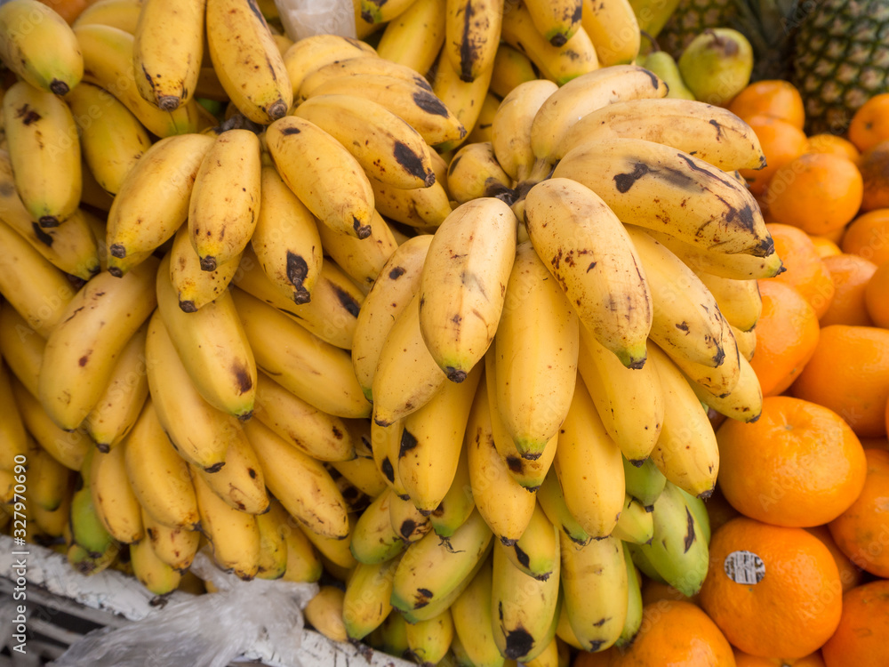 Pile of ripe bananas at a local market