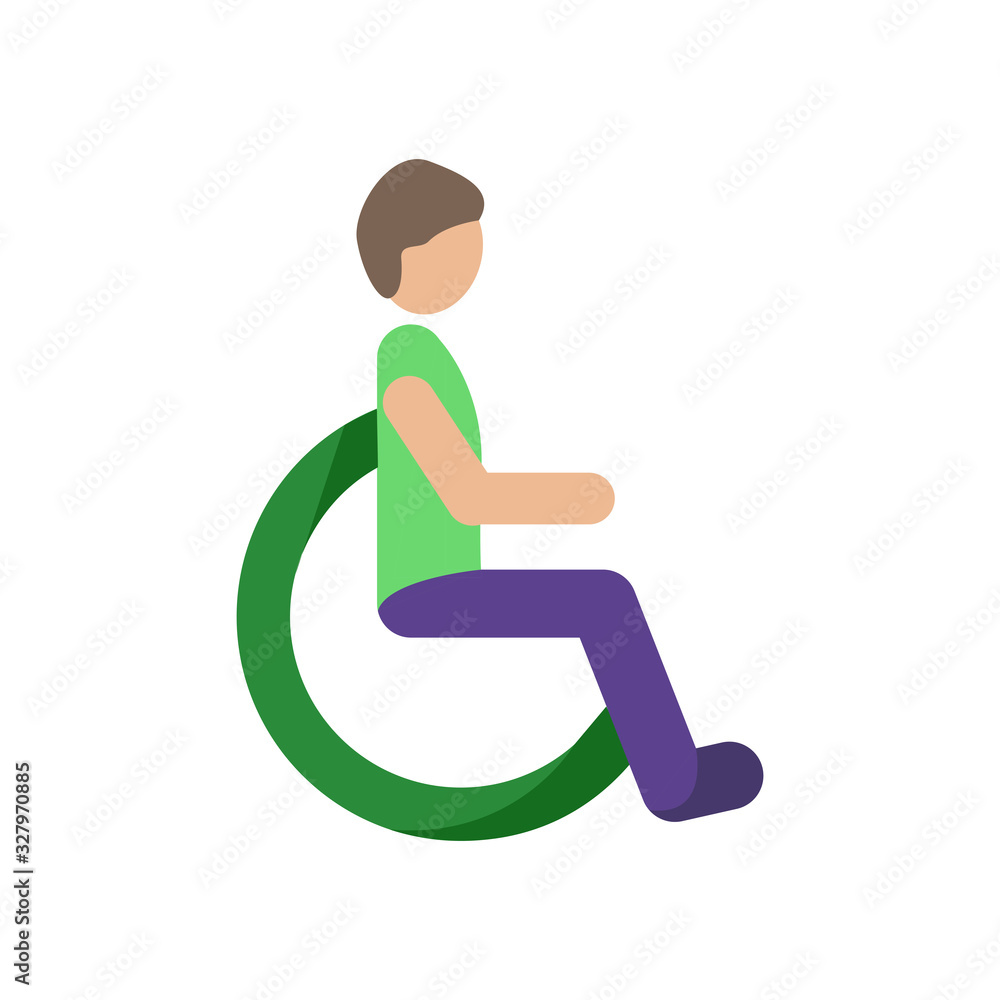 Disabled man flat icon. vector illustration. Disabled man flat icon. vector illustration.