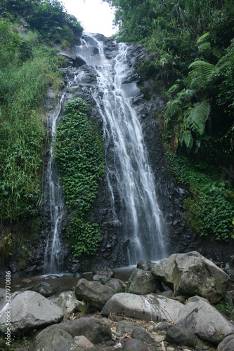 waterfall in the middle of the forest. waterfall "Pengantin" is located in Ngawi, East Java. Beautiful natural waterfall