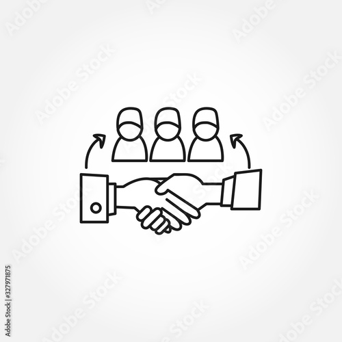 outsource team vector line icon