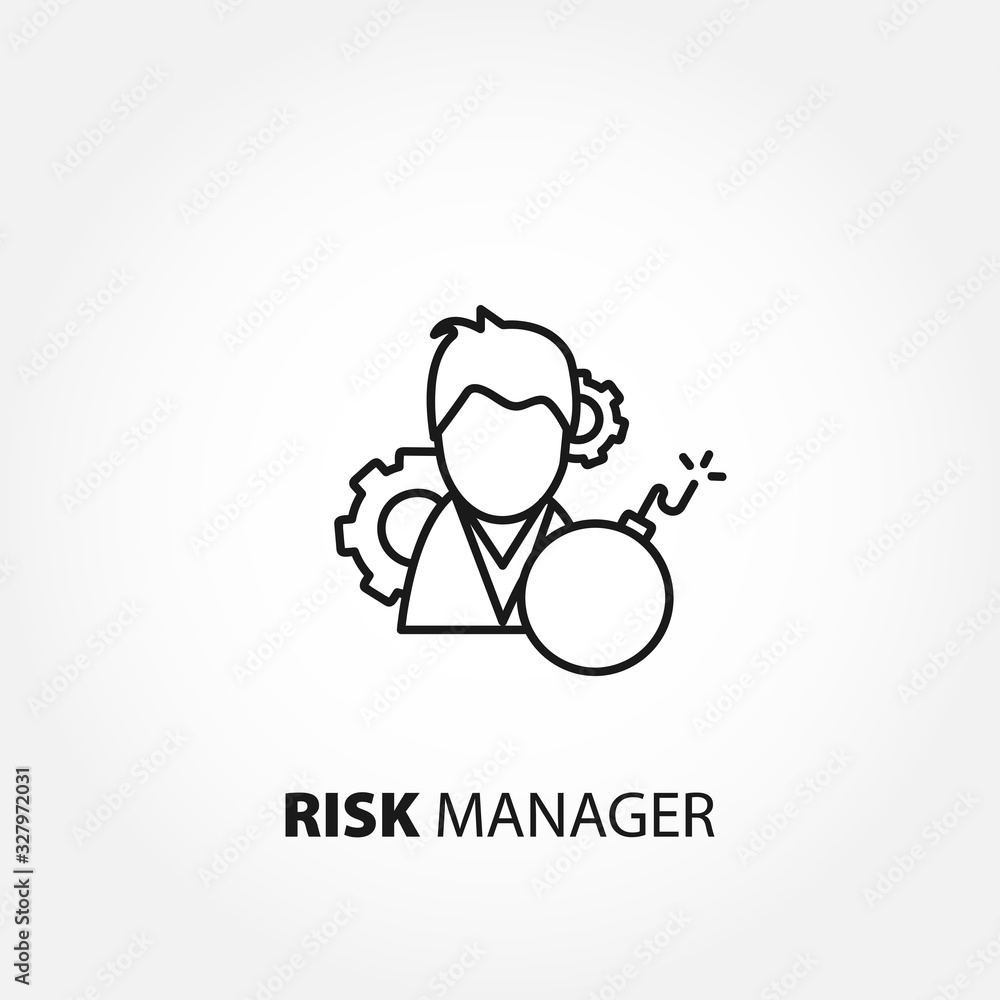 RISK MANAGER line icon. bad business MANAGER icon RISK MANAGER line icon. bad business MANAGER icon
