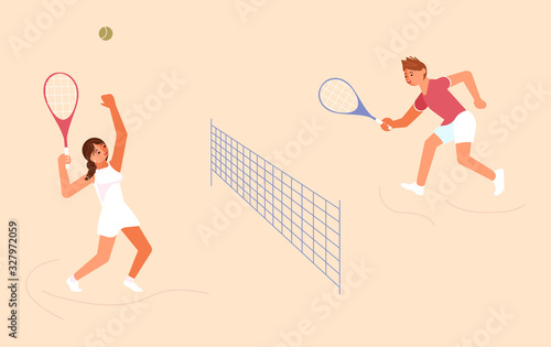 Male and Female tennis players