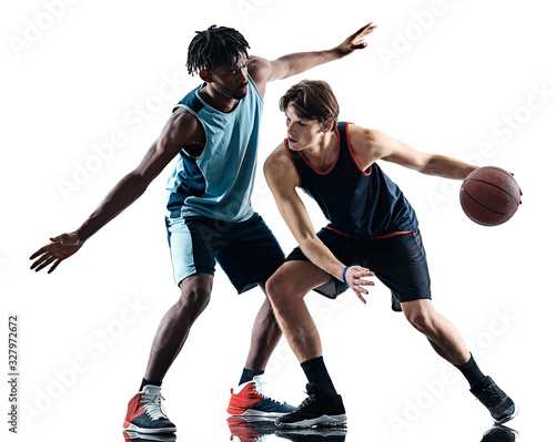 basketball players men isolated silhouette shadow photo