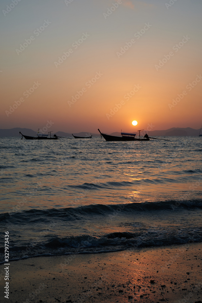 28 Feb 2020, a sunset view at Khlong Muang Beach in Krabi province of Thailand.