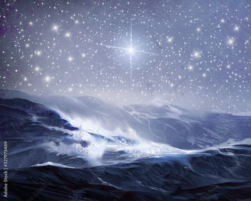 Artistic 3d illustration of a thunderstorm on the ocean Artistic 3d illustration of a thunderstorm on the ocean