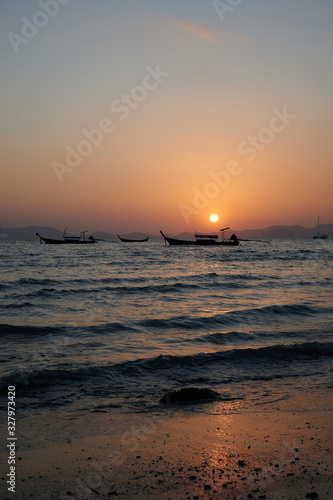28 Feb 2020, a sunset view at Khlong Muang Beach in Krabi province of Thailand.
