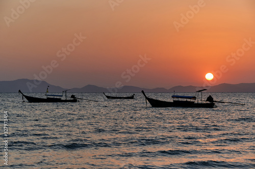 28 Feb 2020  a sunset view at Khlong Muang Beach in Krabi province of Thailand.
