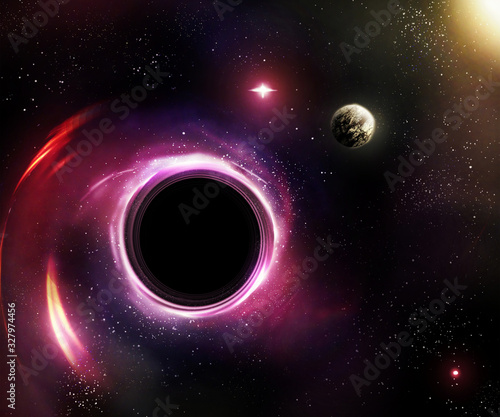 Fototapeta Naklejka Na Ścianę i Meble -  Artistic 3d illustration of a spiral black hole horizon