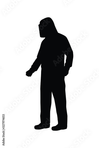 Virus protection suit man working in covid-19 crisis