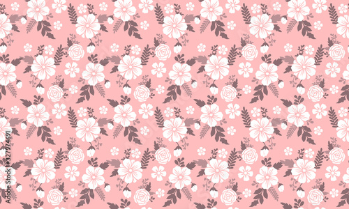 Simple Botanical leaf pattern background, with leaf and flower concept.