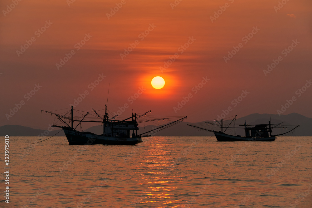 1 March 2020, a sunset view at Khlong Muang Beach in Krabi province of Thailand. 1 March 2020, a sunset view at Khlong Muang Beach in Krabi province of Thailand.