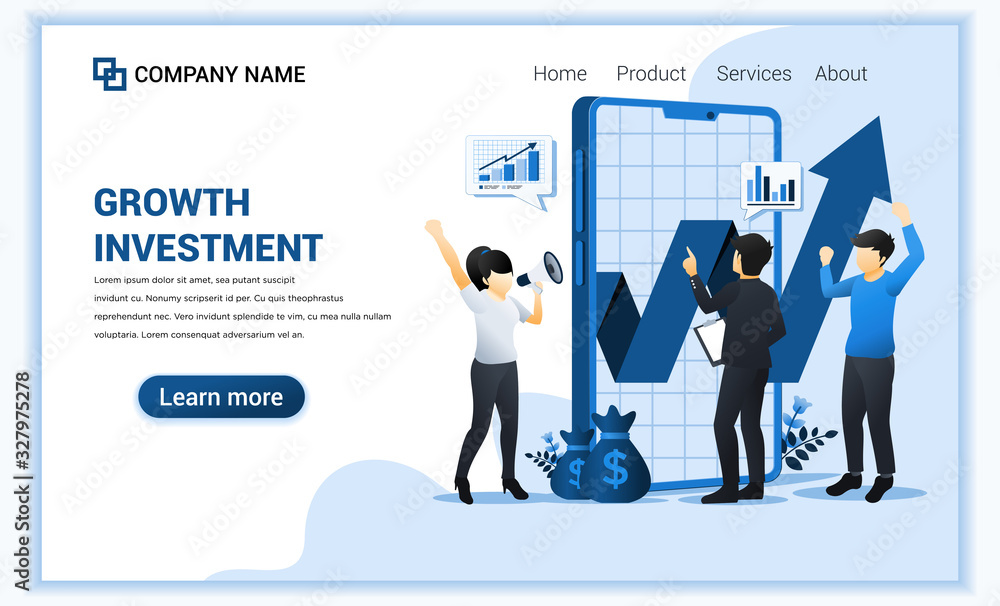 Modern flat web page design concept of Investment, businessmen success grow their business, increase financial profit. Flat landing page template. vector illustration Modern flat web page design concept of Investment, businessmen success grow their business, increase financial profit. Flat landing page template. vector illustration