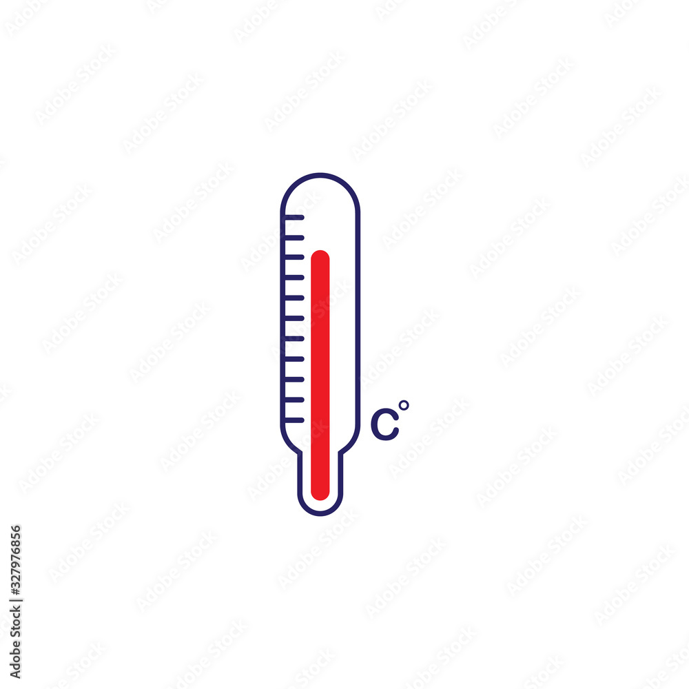 Thermometer vector icon with temperature isolated on white background. Thermometer vector icon with temperature isolated on white background.