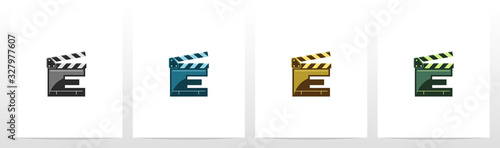 Clapping Board As A Letter Logo Design E