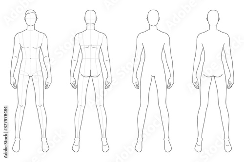 Fashion template of standing men. 