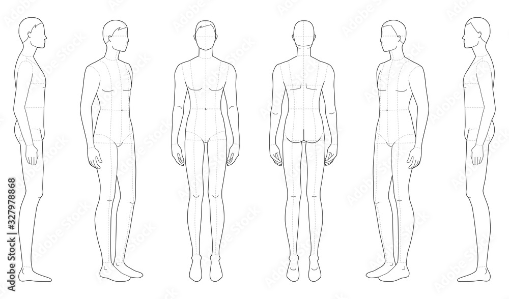 Fashion template of standing men. Fashion template of standing men.