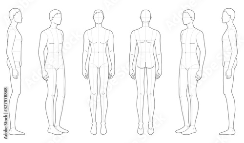 Fashion template of standing men. 