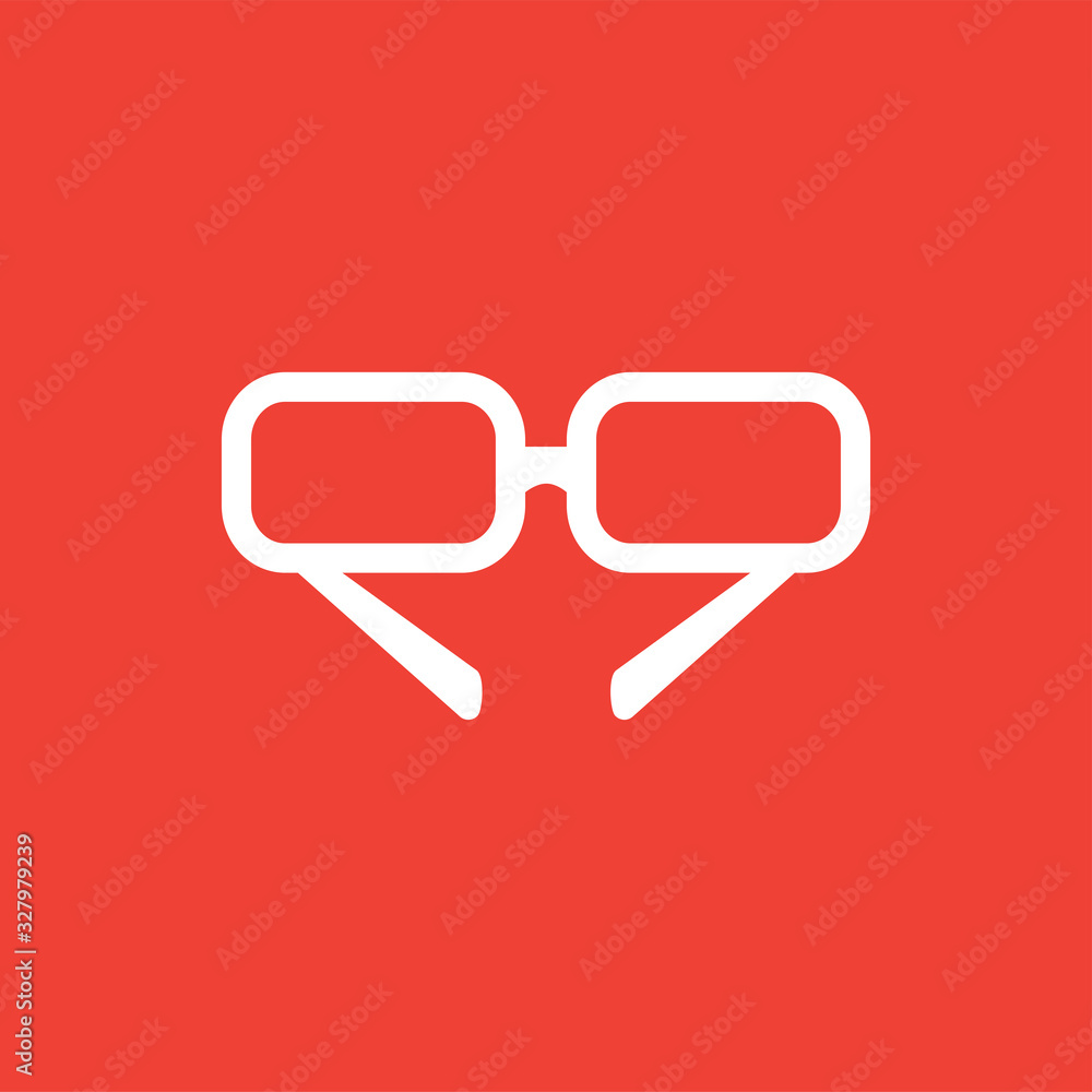 Glasses Icon On Red Background. Red Flat Style Vector Illustration Glasses Icon On Red Background. Red Flat Style Vector Illustration