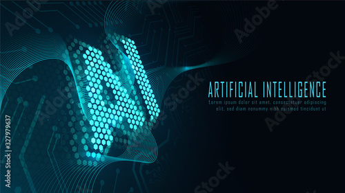 Ai hexagon text on circuit board
