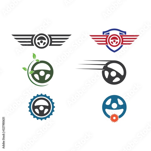 car steering wheel  logo icon vector illustration